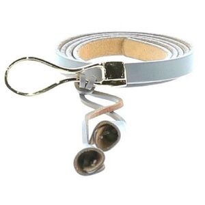 Gray Leather Belt Hippie Hanging Attachments Gold Buckle Size L